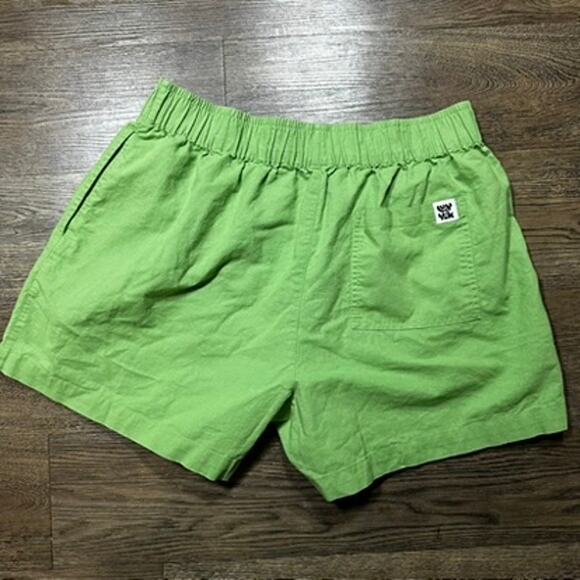 LUCY&YAK Jessie Organic Cotton Linen Elastic Shorts Matcha Green sz XL - Picture 6 of 7